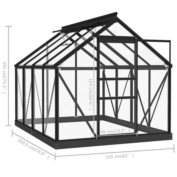 Ersatzgestell für Gewächshaus Anthrazit 155x200,5x191cm Aluminium
