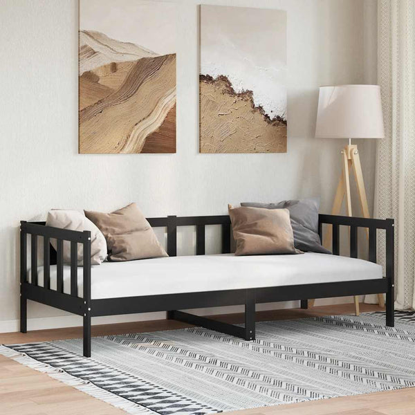 Schwarzes Tagesbett Kiefer Massivholz 90x200 cm