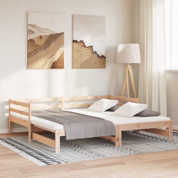 vidaXL Lit de repos gigogne en pin massif 2x(90x200) cm
