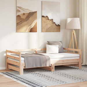 vidaXL Lit de repos gigogne en pin massif 2x(90x200) cm