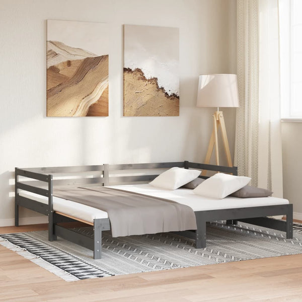 Ausziehbares Tagesbett Grau 90x200 cm