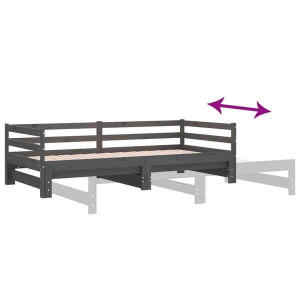 Ausziehbares Tagesbett Grau 90x200 cm