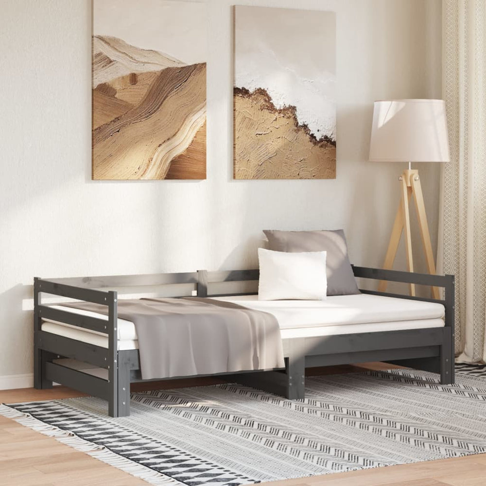 Ausziehbares Tagesbett Grau 90x200 cm