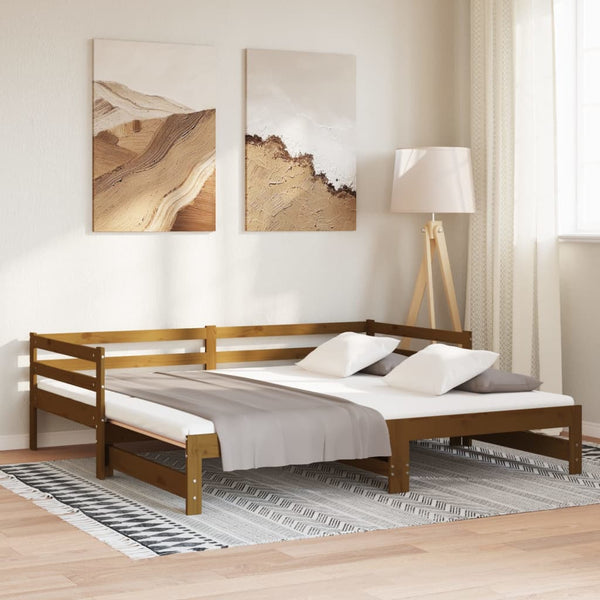 Ausziehbares Tagesbett Kiefer 2x(90x200) cm Honigbraun