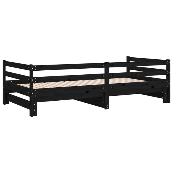 Ausziehbares Tagesbett Kiefer Schwarz 90x200 cm