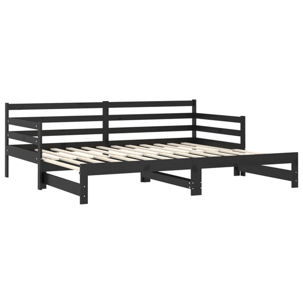 Ausziehbares Tagesbett Schwarz Kiefer 90x200 cm