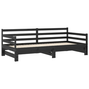 Ausziehbares Tagesbett Schwarz Kiefer 90x200 cm
