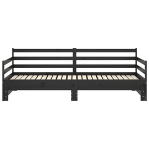 Ausziehbares Tagesbett Schwarz Kiefer 90x200 cm