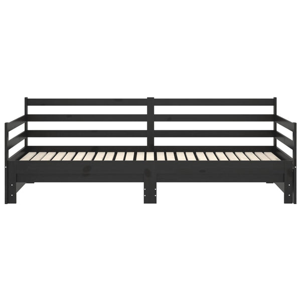 Ausziehbares Tagesbett Schwarz Kiefer 90x200 cm