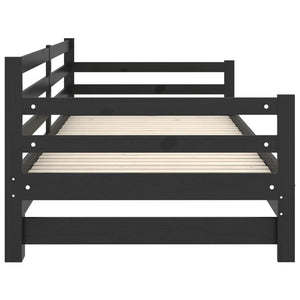 Ausziehbares Tagesbett Schwarz Kiefer 90x200 cm