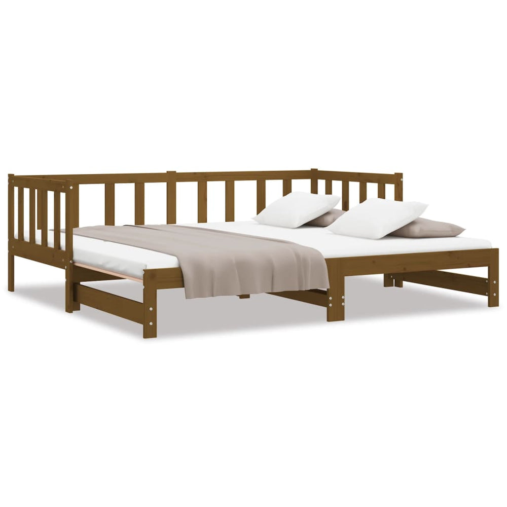 vidaXL Lit de repos extensible marron miel en pin massif 2x(90x200) cm