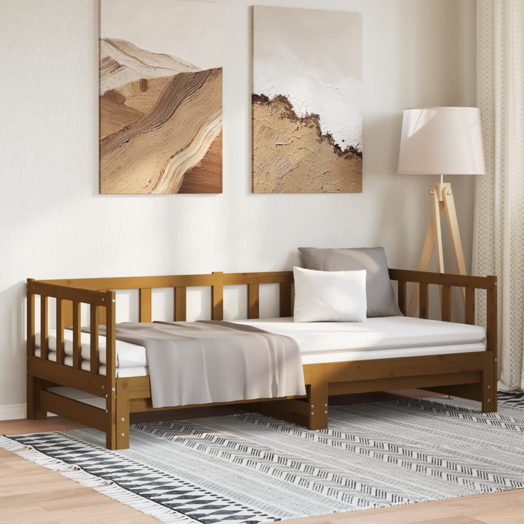Ausziehbares Tagesbett Honigbraun 90x200 cm Kiefer Massivholz
