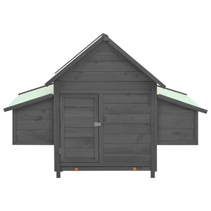 Hühnerstall Grau und Weiß 150x96x110 cm Massivholz Tanne