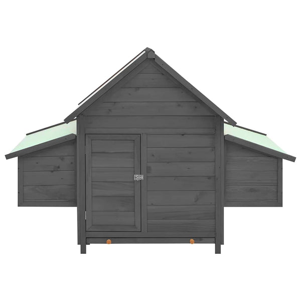 Hühnerstall Grau und Weiß 150x96x110 cm Massivholz Tanne