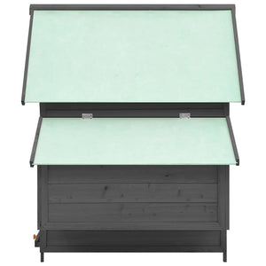 Hühnerstall Grau und Weiß 150x96x110 cm Massivholz Tanne