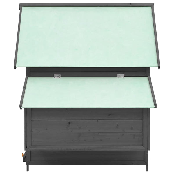 Hühnerstall Grau und Weiß 150x96x110 cm Massivholz Tanne