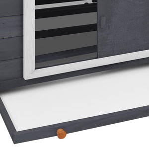 Hühnerstall Grau und Weiß 150x96x110 cm Massivholz Tanne