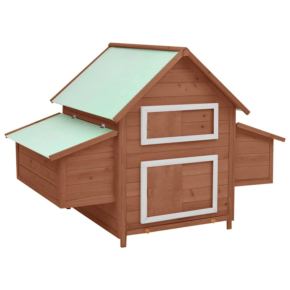 Hühnerstall Mokka und Weiß 150x96x110 cm Massivholz Tanne