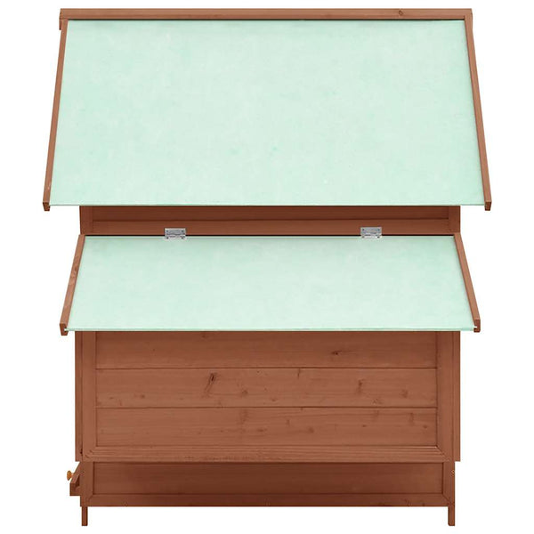 Hühnerstall Mokka und Weiß 150x96x110 cm Massivholz Tanne