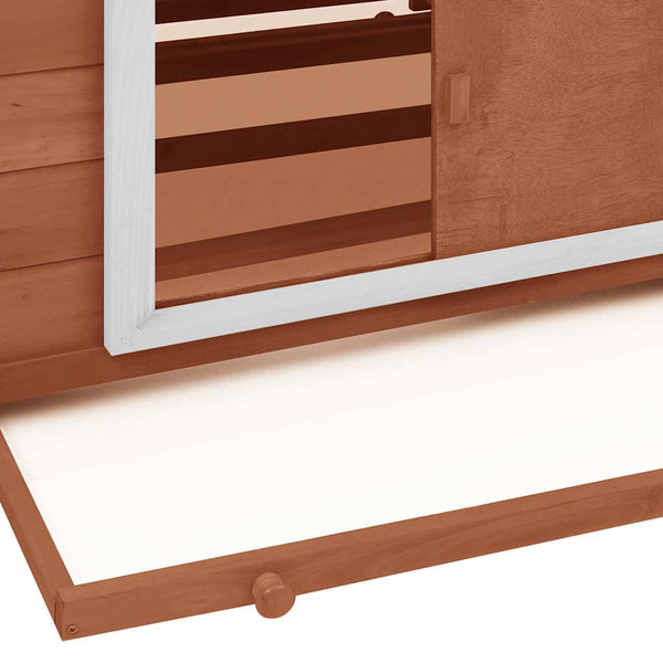 Hühnerstall Mokka und Weiß 150x96x110 cm Massivholz Tanne