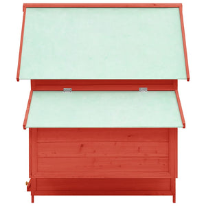 Hühnerstall Rot und Weiß 150x96x110 cm Massivholz Tanne