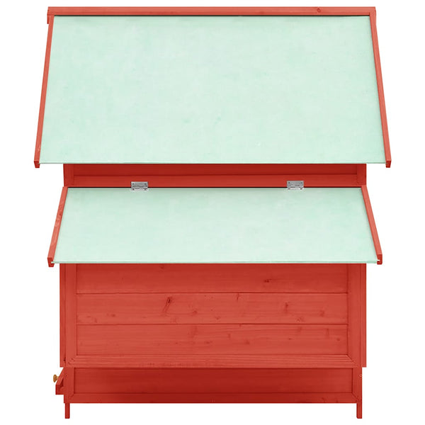 Hühnerstall Rot und Weiß 150x96x110 cm Massivholz Tanne