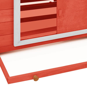 Hühnerstall Rot und Weiß 150x96x110 cm Massivholz Tanne