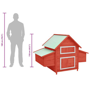 Hühnerstall Rot und Weiß 150x96x110 cm Massivholz Tanne