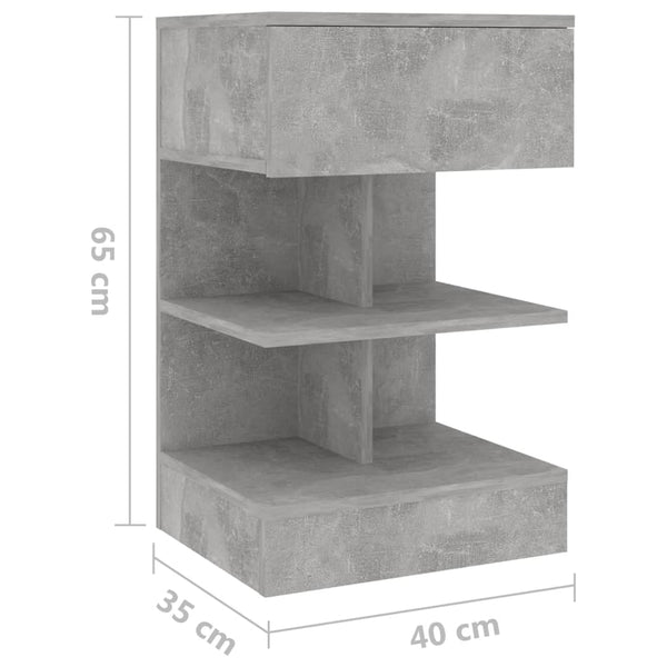 Betongraue Nachttische, 2er-Set - 40x35x65 cm