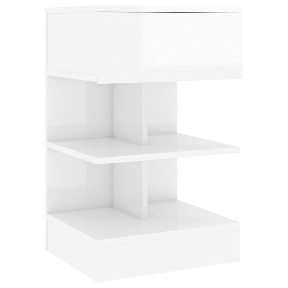 vidaXL Nightstand High Gloss White 40x35x65 cm Engineered Wood