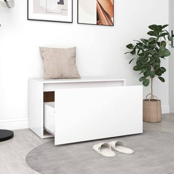 Weiße Flurbank mit Schublade, 80 cm