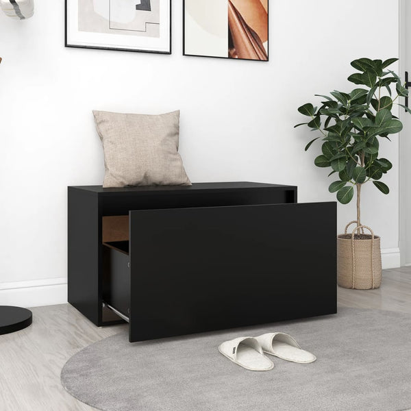Schwarze Flurbank mit Schublade 80 cm
