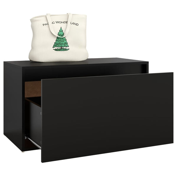 Schwarze Flurbank mit Schublade 80 cm