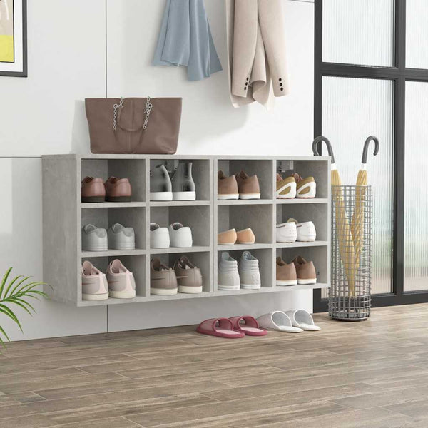 Schuhregale 2er Set Betongrau 52,5x30x50 cm