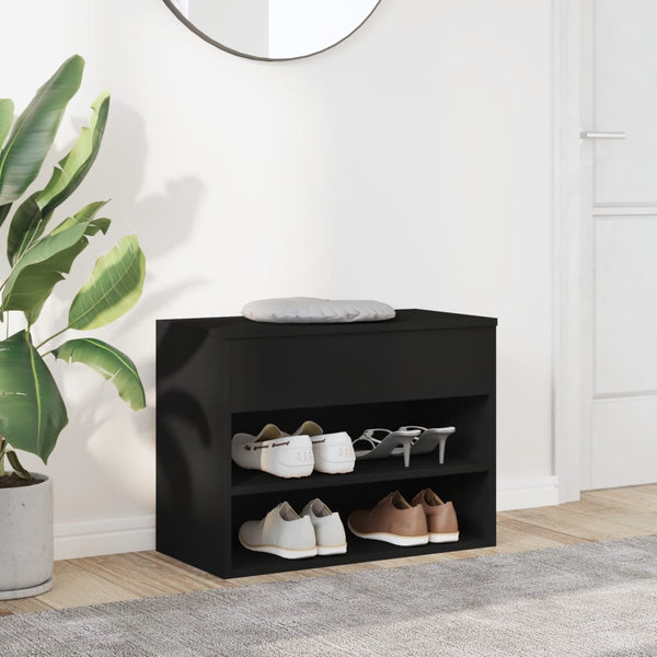Schuhbank Schwarz 60 cm mit Truhe