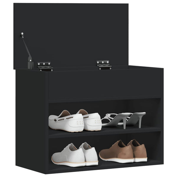 Schuhbank Schwarz 60 cm mit Truhe