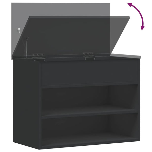 Schuhbank Schwarz 60 cm mit Truhe