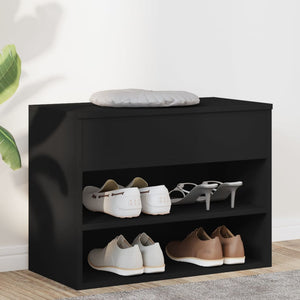 Schuhbank Schwarz 60 cm mit Truhe