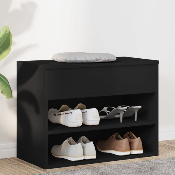 Schuhbank Schwarz 60 cm mit Truhe