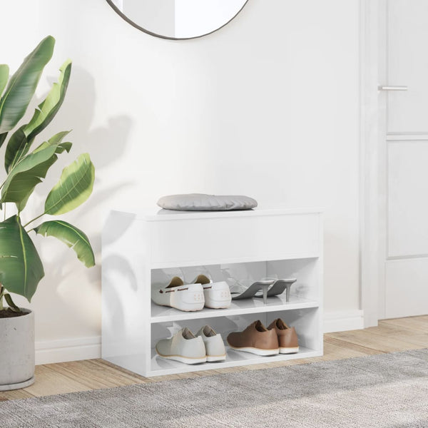 Schuhbank Weiß Hochglanz 60cm
