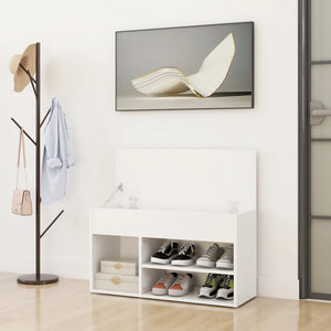 Weiße Schuhbank mit Stauraum 80 cm