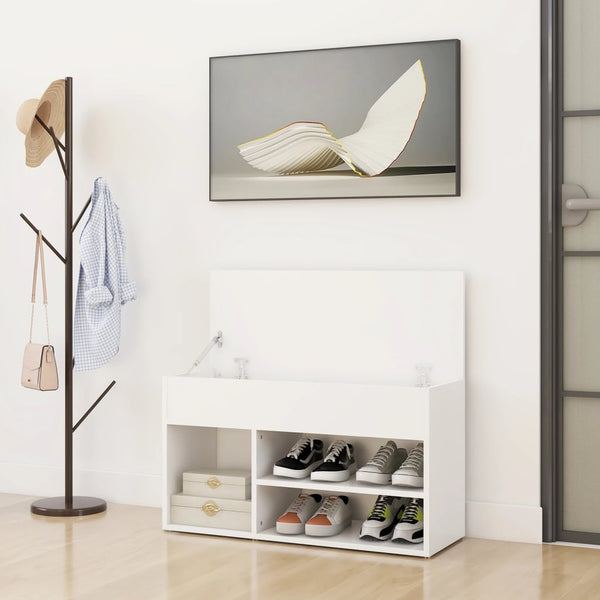 Weiße Schuhbank mit Stauraum 80 cm