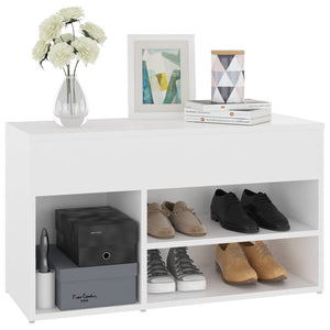 Weiße Schuhbank mit Stauraum 80 cm