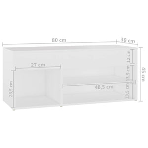 Weiße Schuhbank mit Stauraum 80 cm
