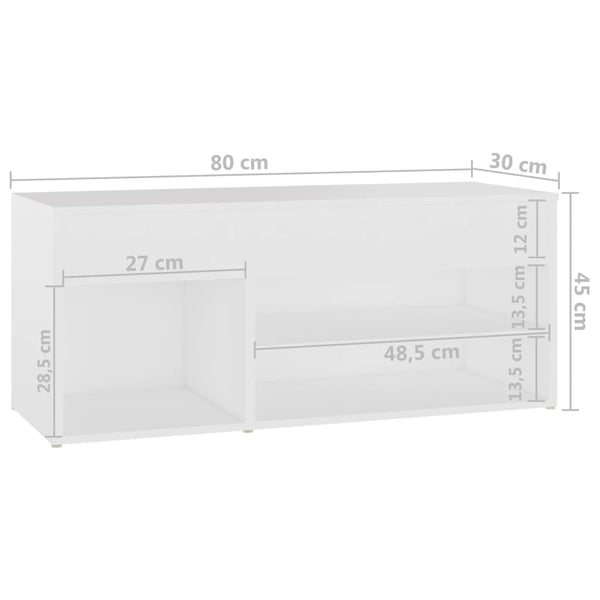 Weiße Schuhbank mit Stauraum 80 cm