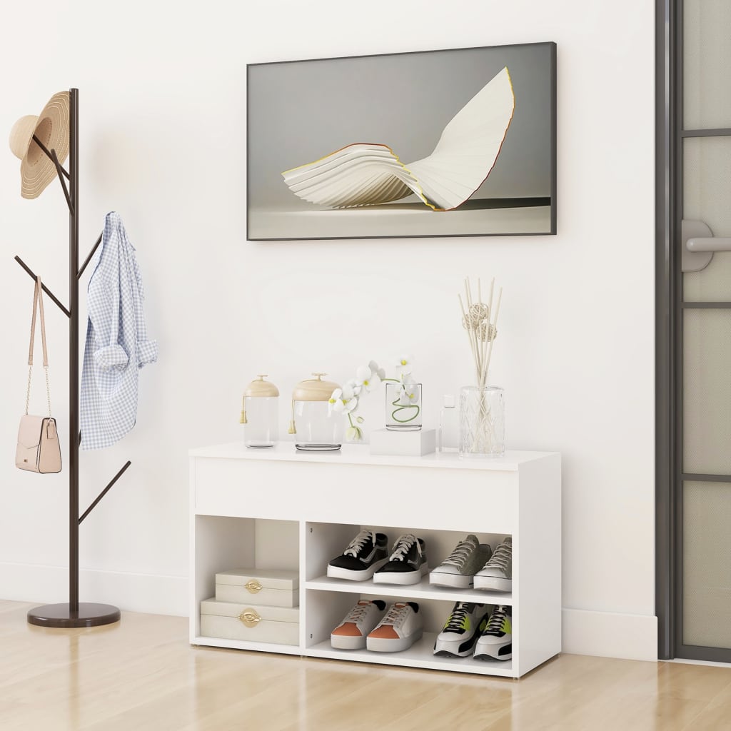 Weiße Schuhbank mit Stauraum 80 cm