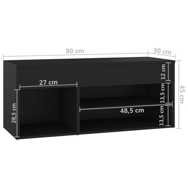 Schuhbank Schwarz 80 cm