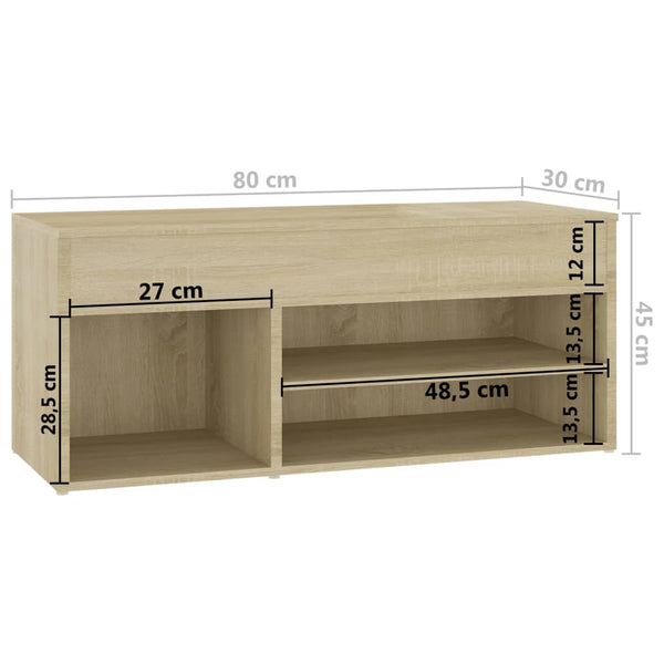 Schuhbank Sonoma Eiche 80 cm