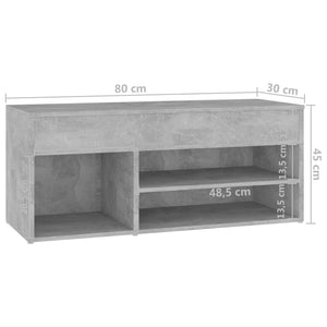 vidaXL Meuble à chaussures gris béton 80x30x45 cm Aggloméré