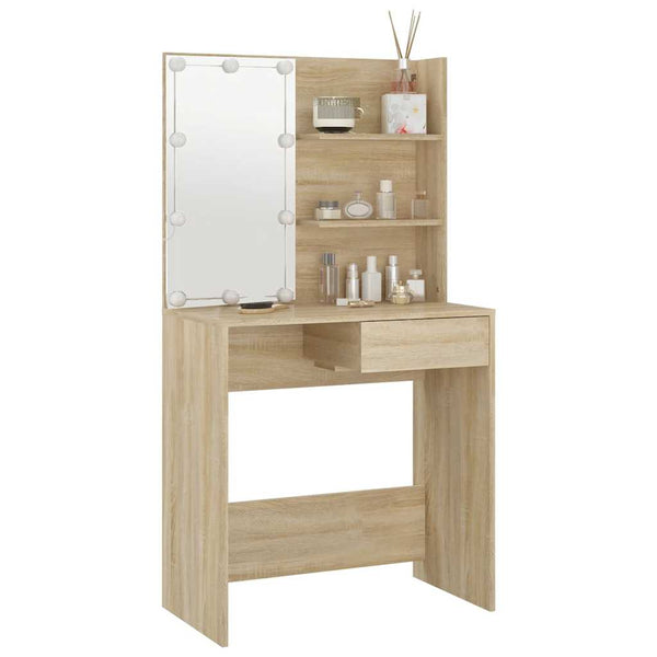 Schminktisch mit LED-Beleuchtung Sonoma-Eiche